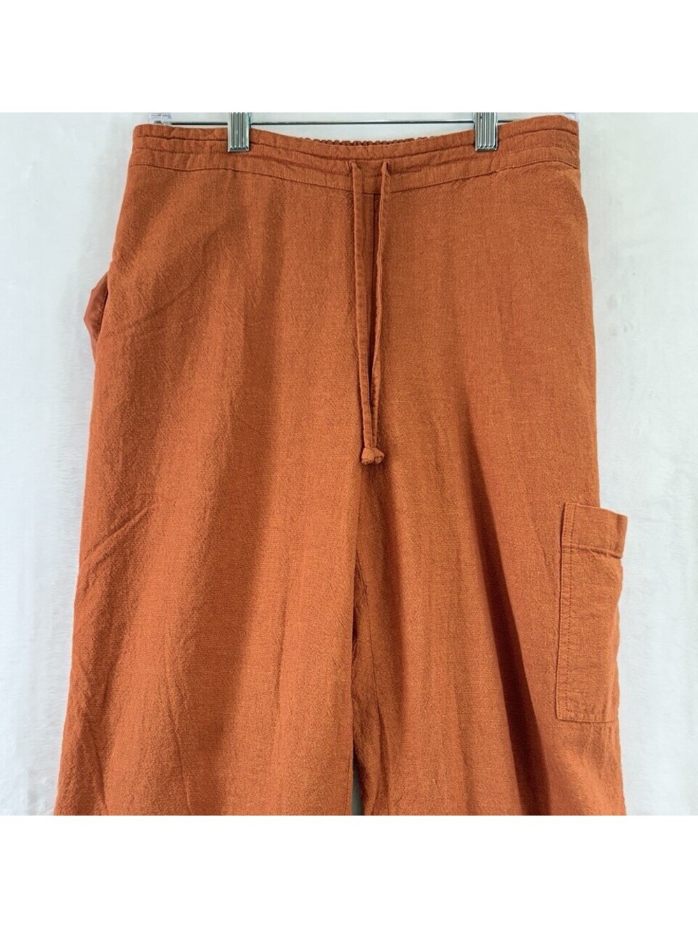 Coldwater Creek Linen Blend Wide Leg Crop Pants Medium Petite Pull On Womens